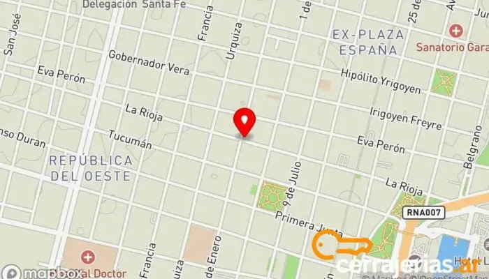 mapa de ABER-MET - CARPINTERIA DE ALUMINIO Carpintería, Reformas de baños, Proveedor de ventanas en Santa Fe de la Vera Cruz