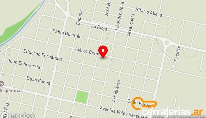 mapa de Aberlac Empresa constructora, Fábrica de puertas en La Carlota