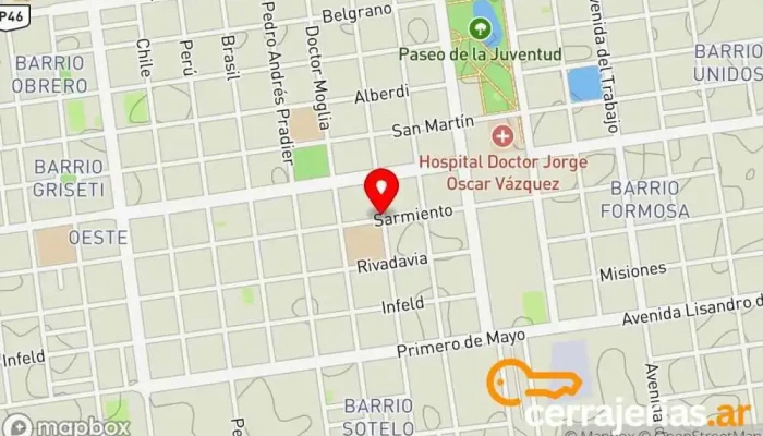 mapa de ABERLUM Ventana de aluminio, Fábrica de puertas en Tres Isletas