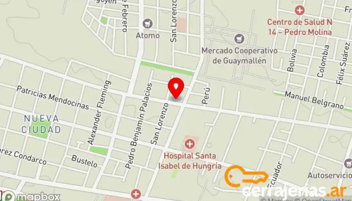 mapa de Abertura Pareja Fábrica, Tienda de objetos arquitectónicos, Tienda de materiales para la construcción en Guaymallén