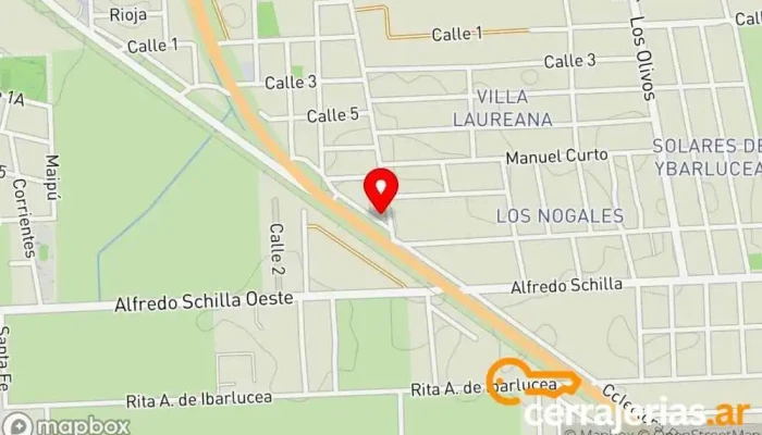mapa de Aberturas Bosio Proveedor de ventanas, Taller de instalación de puertas y ventanas en Ibarlucea