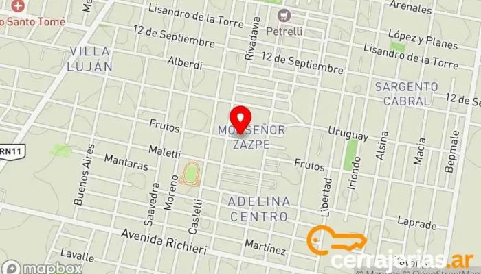 mapa de Aberturas de aluminio Blancato Fábrica en Santo Tomé