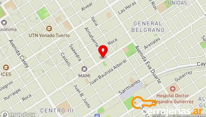 mapa de Aberturas de Aluminio Mar-val Comercio en Venado Tuerto