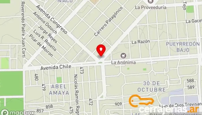 mapa de ABERTURAS DE ALUMINIO NORTE SOLUCIONES Carpintero en U9000 Comodoro Rivadavia
