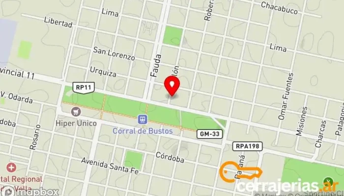 mapa de Aberturas de Aluminio y PVC - Luvatec Fábrica en Corral de Bustos-Ifflinger
