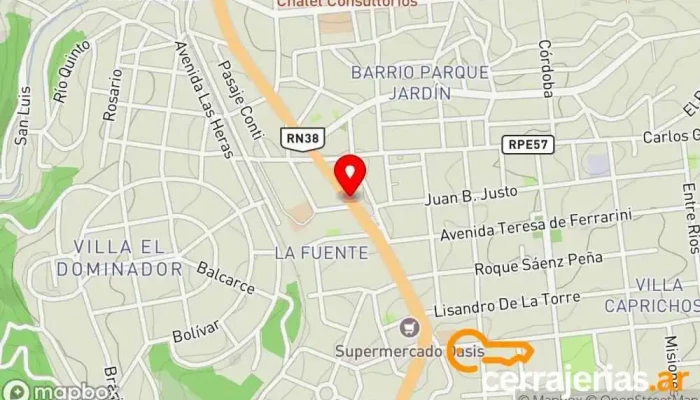 mapa de Aberturas De Madera En La Falda  en La Falda