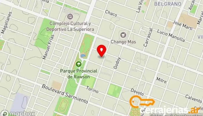 mapa de Aberturas Del Sol Carpintero en Rawson