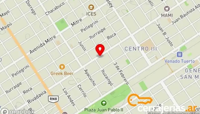 mapa de Aberturas Longoni Tienda de ventanas de plástico, Fábrica de puertas en Venado Tuerto