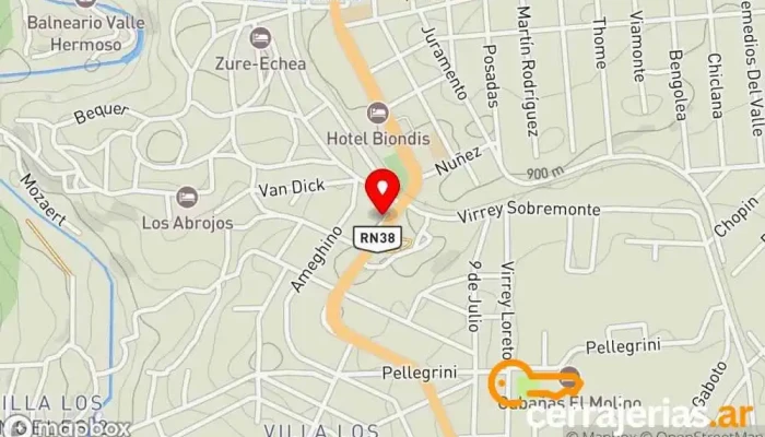 mapa de Aberturas Los Molles Proveedor de puertas en Valle Hermoso