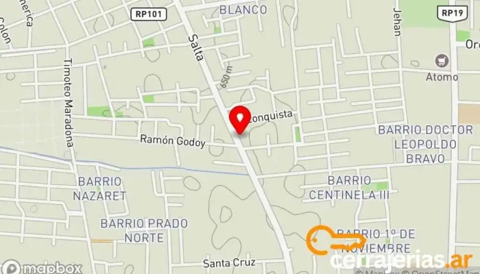 mapa de Aberturas norte Tienda de muebles en Chimbas