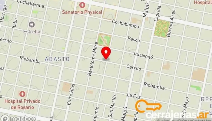 mapa de Aberturas Saymar Proveedor de puertas en Rosario
