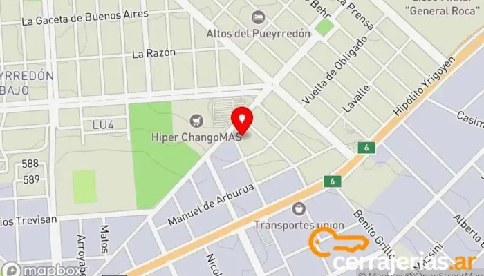 mapa de Abertus Argentina Tienda de ventanas de plástico en U9003 Comodoro Rivadavia
