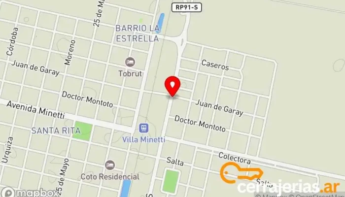 mapa de ALUMAK Fábrica de puertas, Empresa constructora en Villa Minetti
