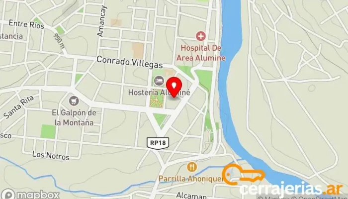 mapa de ALUMAQ Aberturas de Aluminio Tienda de cristales, Ventana de aluminio, Fábrica de puertas, Proveedor de puertas, Cristalero, Tienda de mosquiteras, Proveedor de ventanas, Carpintero en Aluminé