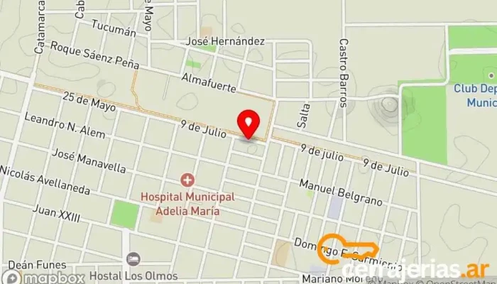 mapa de Alumar - aberturas de aluminio Comercio en Adelia María