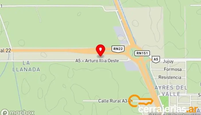 mapa de Alumia aberturas de aluminio Empresa constructora en Cipolletti