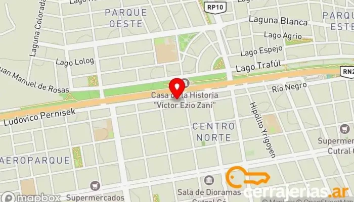 mapa de ALUMINIOS Y VIDRIOS CUTRAL-CO Fábrica en Cutral Co