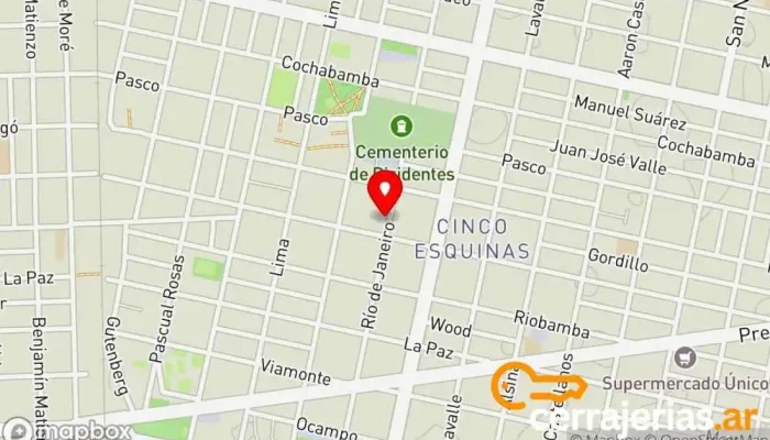 mapa de APICEM Herrero, Fábrica de puertas, Fábrica de muebles en Rosario