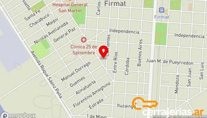 mapa de Autopartes y Cerrajería Buzzatto Tienda de repuestos para automóviles, Cerrajero en Firmat