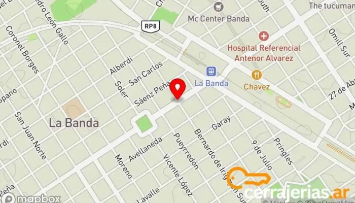 mapa de Barrio La Fraternidad La Band Taller de instalación de puertas y ventanas en La Banda