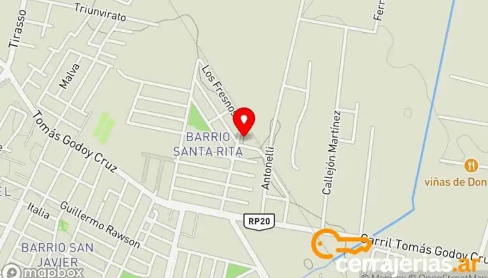 mapa de Barrio Puertas Abiertas Cooperativa de viviendas en Guaymallén