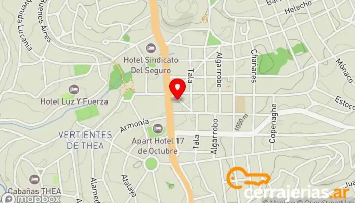 mapa de Bertin Toldos Proveedor de puertas para garaje, Tapicería en Villa Giardino