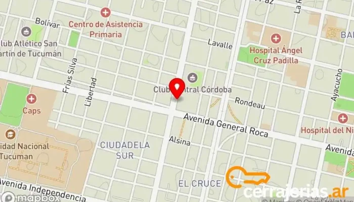 mapa de Bicicletería Casanova Tienda de bicicletas, Servicio de alquiler de bicicletas, Taller de bicicletas en San Miguel de Tucumán
