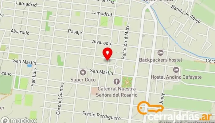 mapa de Cafayate Vidrios Tienda de cristales y espejos en Cafayate