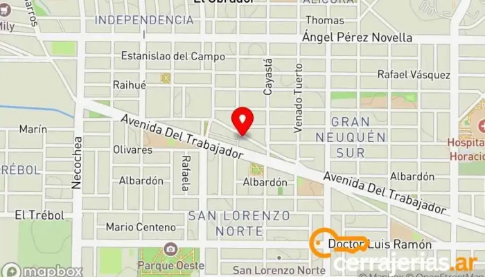 mapa de Carpintería Aberturas en madera puertas y ventanas cedro y algarrobo Carpintero en Neuquén