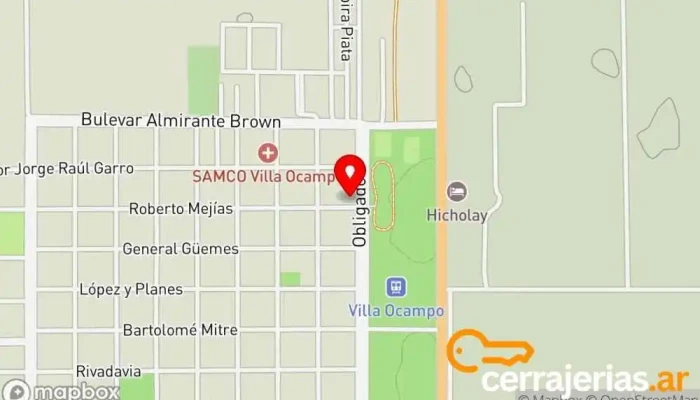 mapa de Carpinteria De Aluminio Y Vidrieria Merkler,Maderera Tienda de cristales y espejos en Villa Ocampo