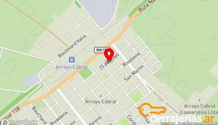 mapa de Carpinteria Jorge Amante Taller de instalación de puertas y ventanas en Arroyo Cabral