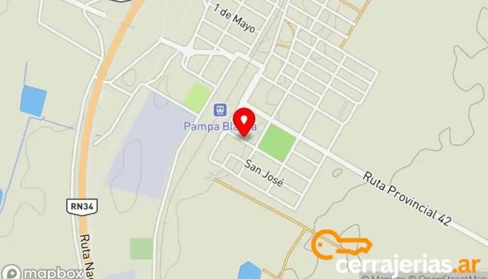 mapa de Carpinteria Miguel Juárez Proveedor de puertas en Pampa Blanca