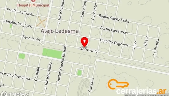 mapa de Carpinteria Moreyra Taller de instalación de puertas y ventanas en Alejo Ledesma