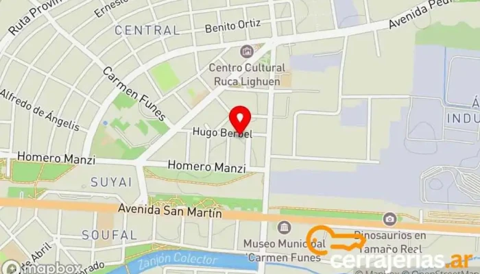 mapa de Casa Prospecto Taller de instalación de puertas y ventanas en Plaza Huincul
