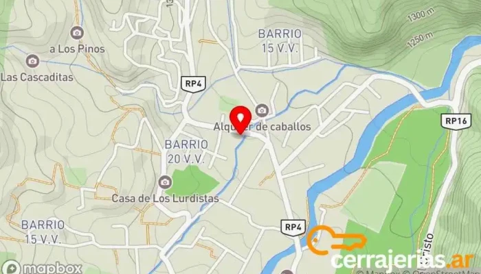 mapa de Cascada de la banda sur-La Puerta. Atracción turística en La Puerta
