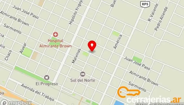 mapa de Centro Cristiano puerta Abierta Iglesia evangélica en Pampa del Infierno