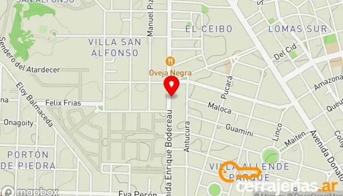 mapa de CERBOX Cerrajería (HV Repuestos) Tienda de repuestos para automóviles, Cerrajero en Villa Allende