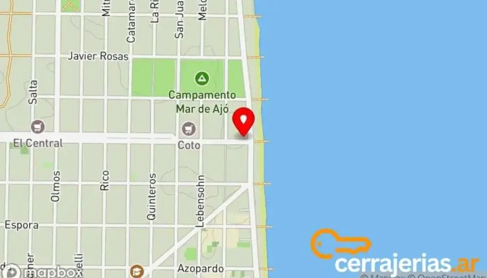 mapa de Cerrajería 24 hs. Servicio de duplicación de llaves, Cerrajero en Mar de Ajó
