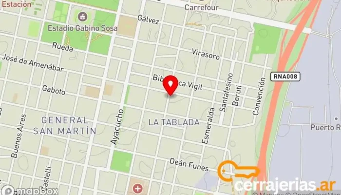 mapa de CERRAJERÍA A & D Cerrajero en Rosario