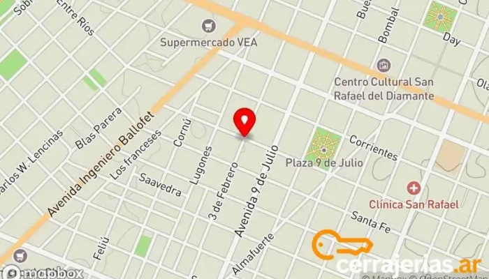 mapa de CERRAJERIA AGUSTIN URGENCIAS 24hs Cerrajero en San Rafael