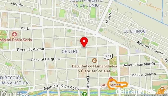 mapa de Cerrajería Alvear Cerrajero en San Salvador de Jujuy