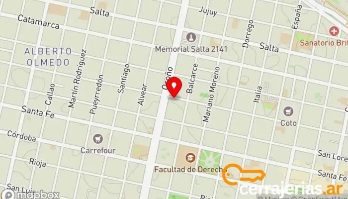 mapa de Cerrajería Bono Cerrajero en Rosario
