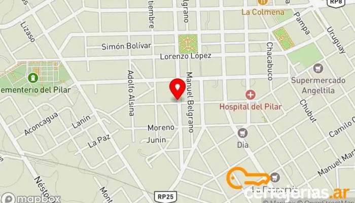 mapa de Cerrajeria Casa Colmano Cerrajero en Pilar