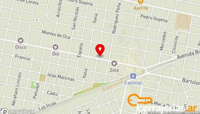 mapa de Cerrajeria Castelar Cerrajero en Castelar