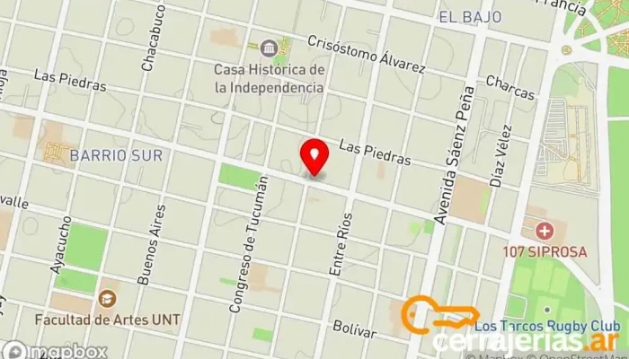 mapa de Cerrajería City Cerrajero en San Miguel de Tucumán
