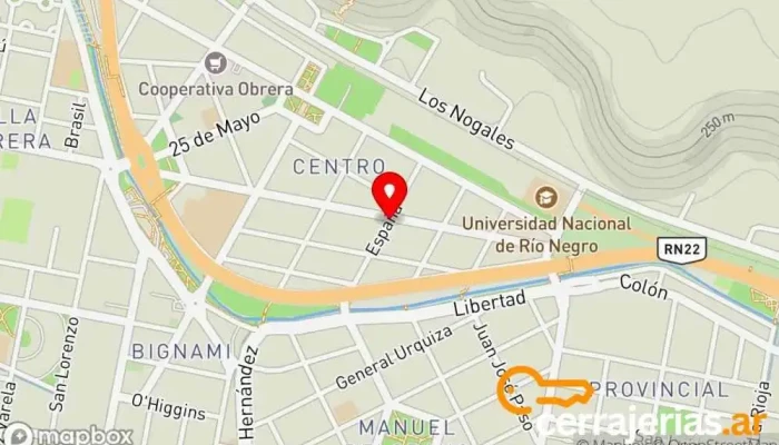 mapa de Cerrajeria Coyote Trabajos A Domicilio Cerrajero en Villa Regina