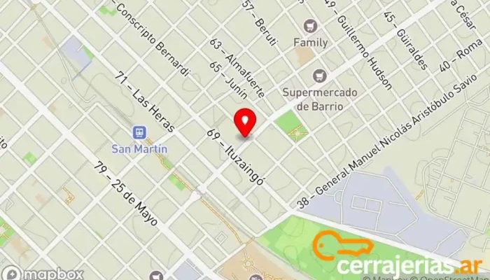 mapa de CERRAJERIA del AUTOMOVIL RA-DA Cerrajero en Villa Maipú
