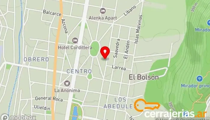 mapa de Cerrajería El Bolsón 24 hs. Cerrajero en El Bolsón
