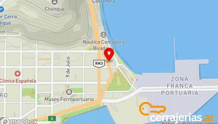 mapa de Cerrajería El Ruso Cerrajero en Comodoro Rivadavia
