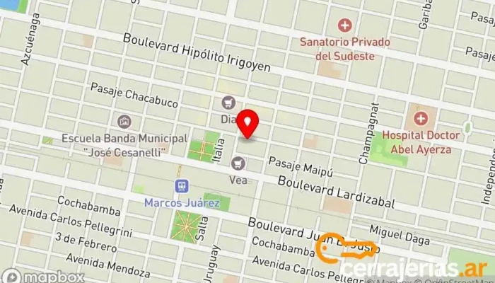 mapa de Cerrajeria ems7cor Cerrajero en Marcos Juárez